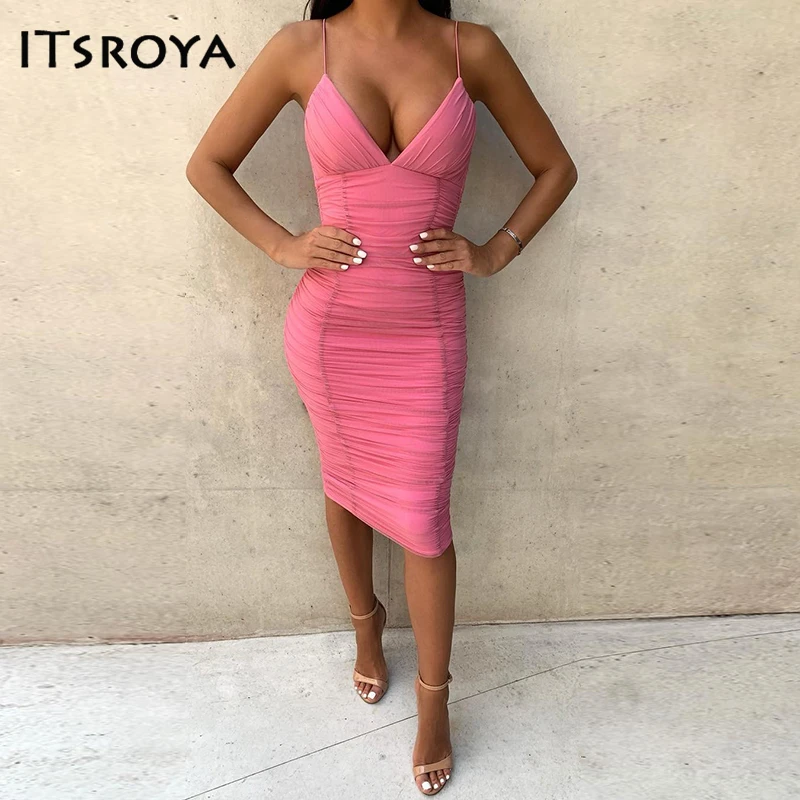 Пикантное Клубное платье Itsroya на бретельках с открытой спиной Сетчатое вечернее