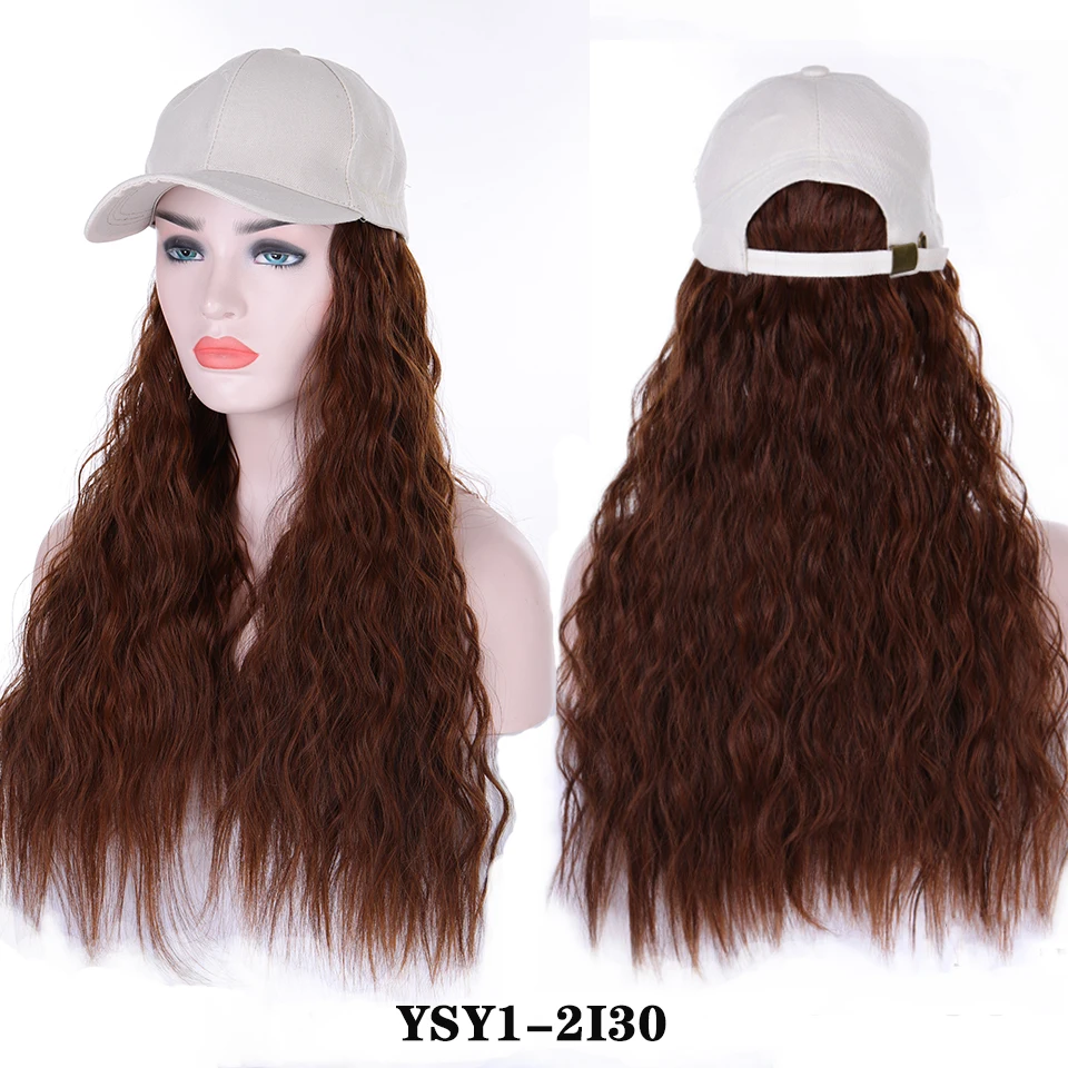 Новинка, парик со шляпой, интегрированные Длинные Синтетические волосы для наращивания, термостойкие волосы, натуральные волнистые волосы - Цвет: Омбре