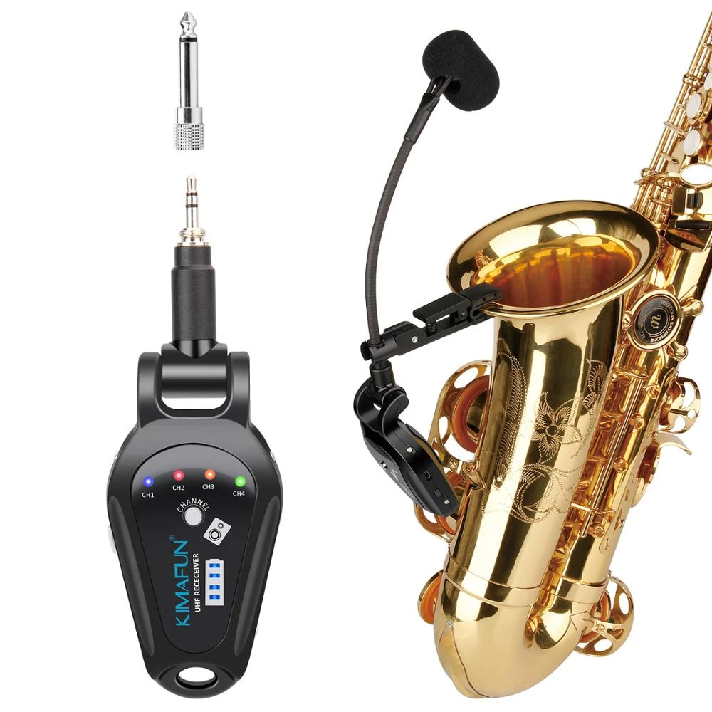 Kimafun Uhf Wireless Microphone System Clip On Musical Instruments For Saxophone Trumpet Sax