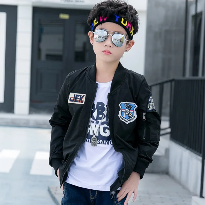 

Childrenswear 2019 Autumn And Winter Middle And Large BOY'S Embroidered Flight Suit Jacket Baseball Uniform-Style Coat