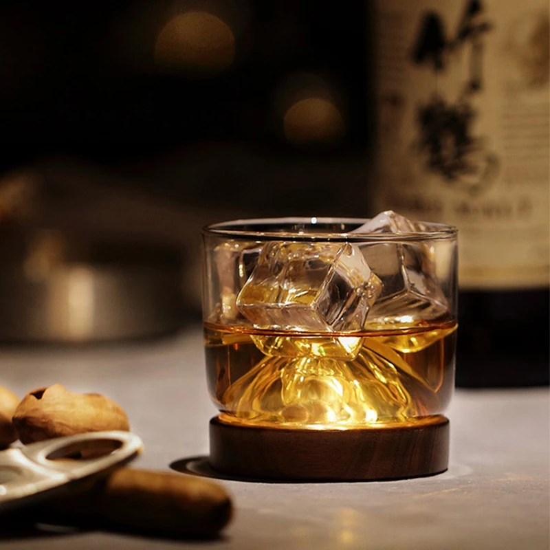Стакан для виски, небольшой стеклянный японский стиль, горный деревянный бокал для вина, оригинальное креативное утолщенное стекло из бука