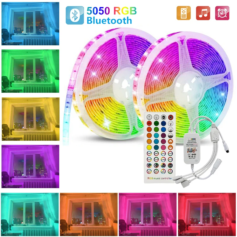 LED Strip Light RGB 5050 Colorful Hoom Decor 40 keys Control Music TV Backlight for Bedroom Bar Party Atmosphere Lighting