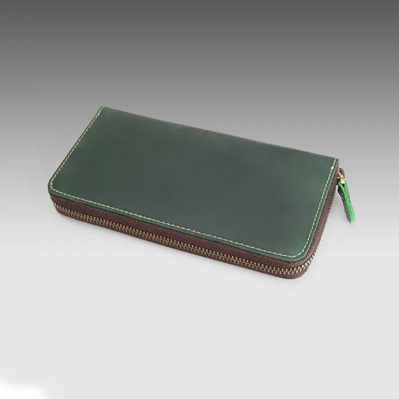 High Quality Men's Leather Wallet ID Card Holder Business Long Clutch Billfold Money Purse Zipper Bag