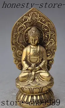 

6"tibet buddhism temple brass lotus sakyamuni Tathagata Amitabha buddha statue Decoration 100% real Brass Bronze
