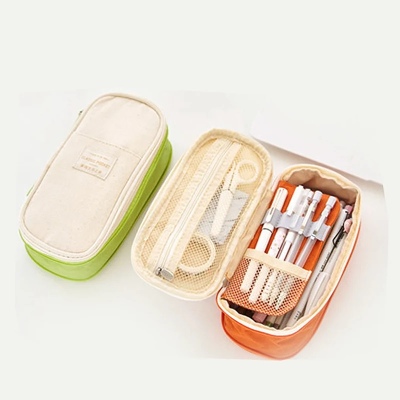 

Student Pencil Bag Large Capacity Canvas Pencil Case Pen Curtain School Office Stationery Supplies