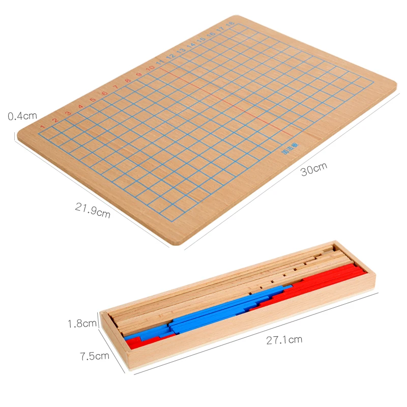 Kids Montessori Materials Wooden Math Toy Subtraction Strip Board with Manual Card Toys for Early Childhood Education Preschool 6