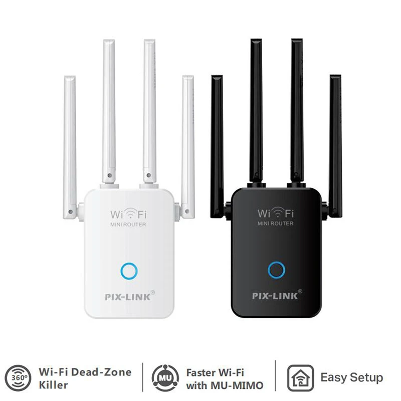 wireless signal amplifier PXLINK WR32Q Wireless Repeater Wifi Router 300M Signal Amplifier Extender 4 Antenna Router Signal Amplifier Suitable For Home best wifi extenders signal booster for home