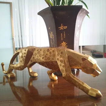 

46CM Geometric Golden Leopard Art Sculpture Abstract Leopard Statue Resin Crafts Home Decoration Modern Ornament Gifts R4782