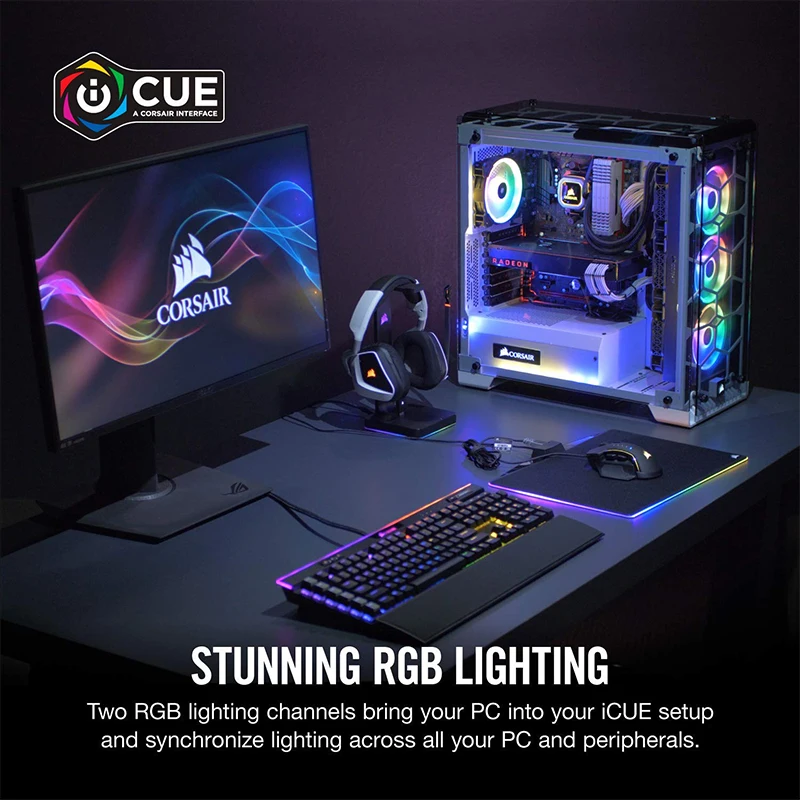 Умный RGB контроллер освещения и скорости вентилятора CORSAIR ICUE Commander PRO работает при нулевых оборотах для полной тишины