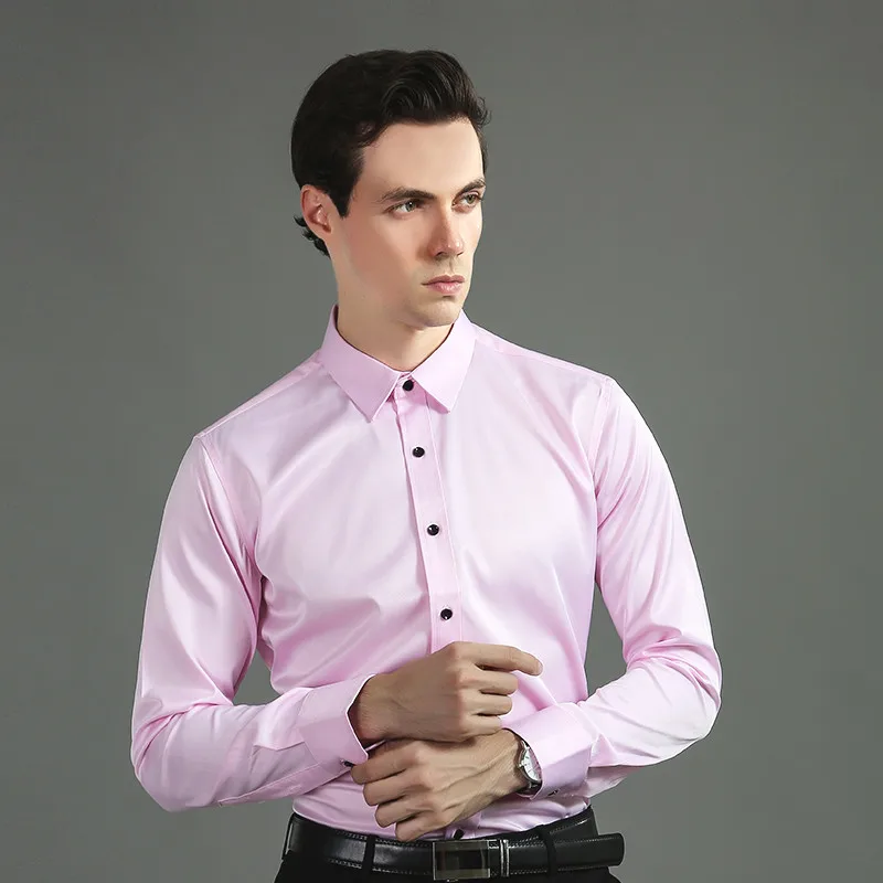 Formal Men Shirt Long Sleeve Elastic 
