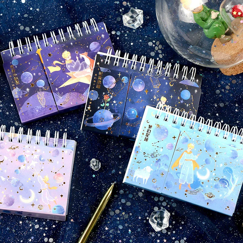 

Creative Good Night Little Prince Rose Fox Theme Colorful Memo Pad Set Mini Pocket Coil Notebook 100 Sheets 106*77mm