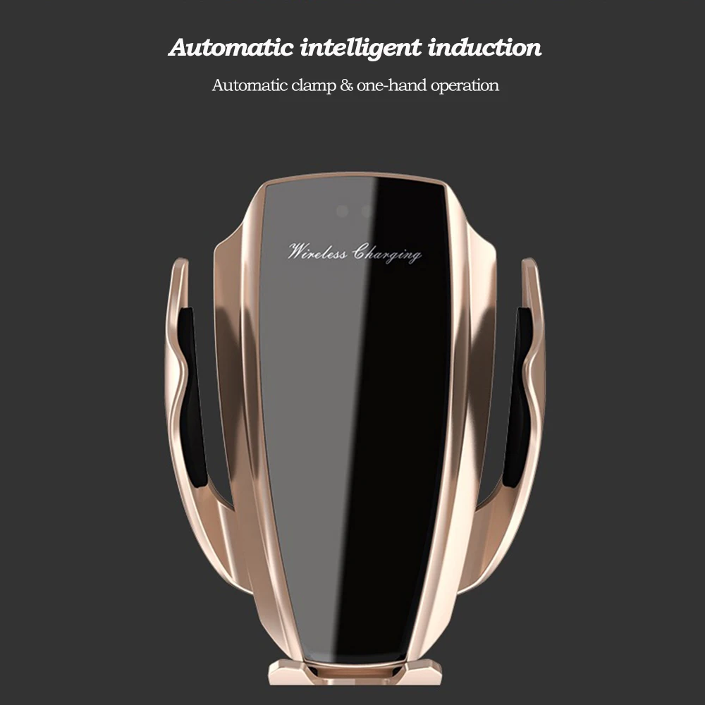 04Infrared Induction Qi Wireless Charger Car 10W Fast Charging Holder 