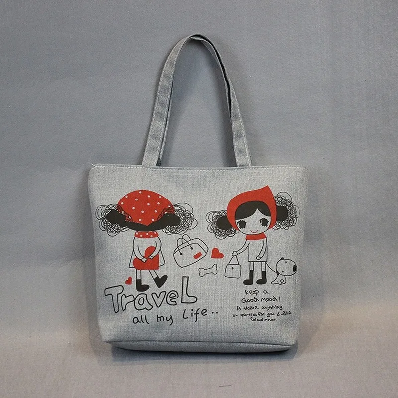 2019 New Style Zipper Canvas Bag Women's Art Environmental Protection Shopping Single Shoulder Handbag |