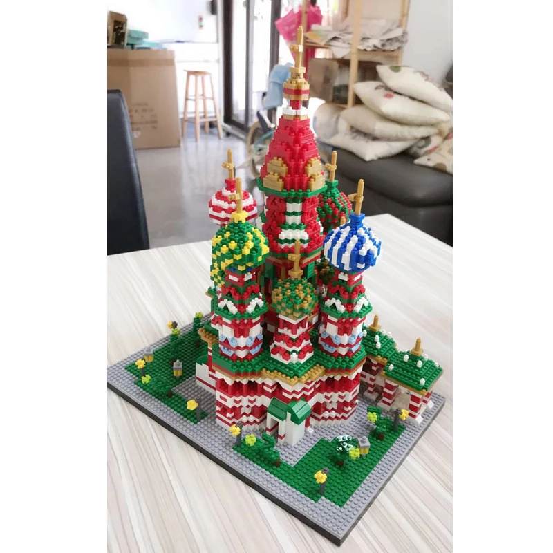 Мировая архитектура Соборная церковь Василия Блаженного DIY 3D модель Мини Маленькие блоки кирпичи алмазные строительные игрушки для детей без коробки