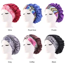 Femmes Satin chapeau de couchage Bonnet soins des cheveux à large bord élastique bandeau chimio casquette décontracté imprimé Floral dame nuit Bonnet de couchage couverture(China)