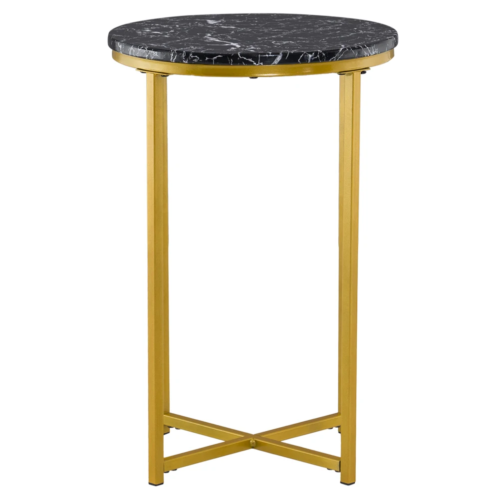 

[40 x 40 x 60]cm Marble Simple Round Edge Table Black such as your laptop magazines books remote control or other things.
