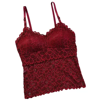 

Sexy tank top women Spaghetti Strap Camisole Detachable Lapel Vest With Chest Pad Solid T-shirts Tops Camisole Lingerie Vest