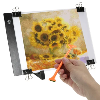 

126 Pieces DIY Diamonds Painting Tools with A4 Tracing Light Box and Accessories Kits Multi-Size Diamond Pen Tray Kits Fix Tool
