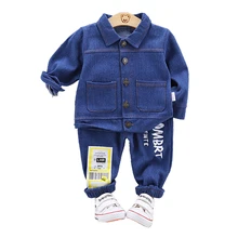 Детская осенняя одежда для малышей комплекты одежды для мальчиков Повседневная рубашка штаны с буквенным принтом для детей 2 шт./компл. одежда для малышей из хлопка; спортивные костюмы для младенцев