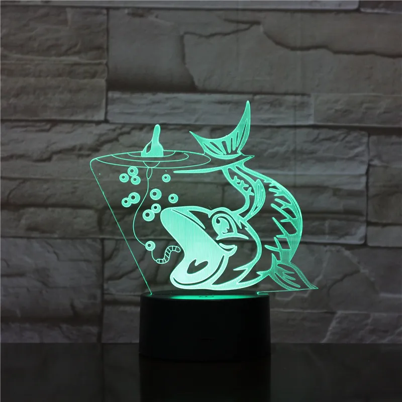 7 цветов в форме рыбы светодиодный 3d-ночник RGB настроение животное USB сенсорный Настольная лампа для дома спальни вечерние декор для детей подарок падение 1545