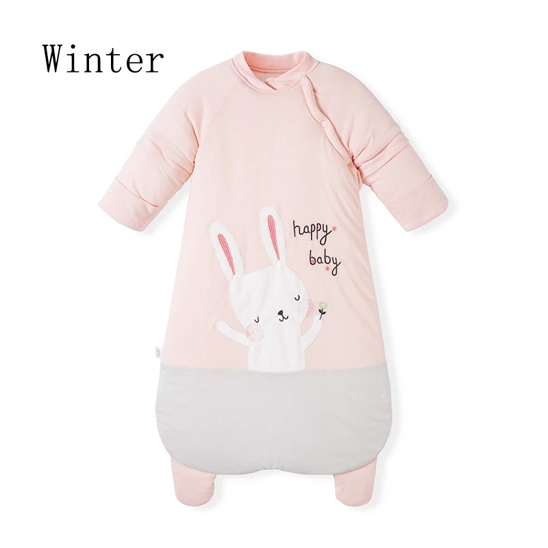 for Winter Зимний детский спальный мешок, мягкий хлопковый конверт, для новорожденных, с рисунком кролика, съемный рукав, спальный мешок для детей, осень - Цвет: for Winter