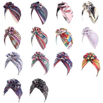 

Womens Muslim Hijab Flower Knot Print Ruffle Cancer Printed Hat Wrap Turban Lady Chemo Head Headwear Scarf Hats Beanie Cap I9G7