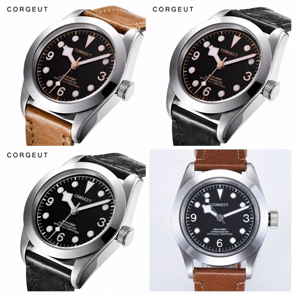 

Corgeut Military Luminous Mechanical Watch Men Automatic Luxury Brand Sport Design Clock Leather Mechanical Wrist Watches