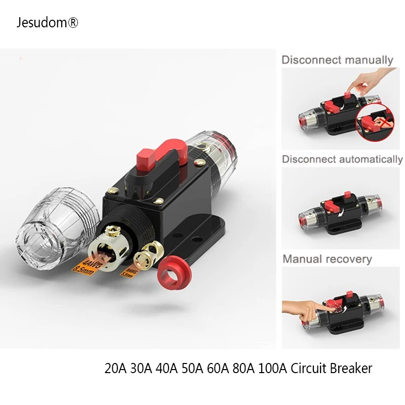 20A 30A 40A 50A 60A 80A 100A Circuit Breaker 12V 24V DC Car Truck Audio Resettable Fuse Circuit Breaker circuit breaker resettable fuse
