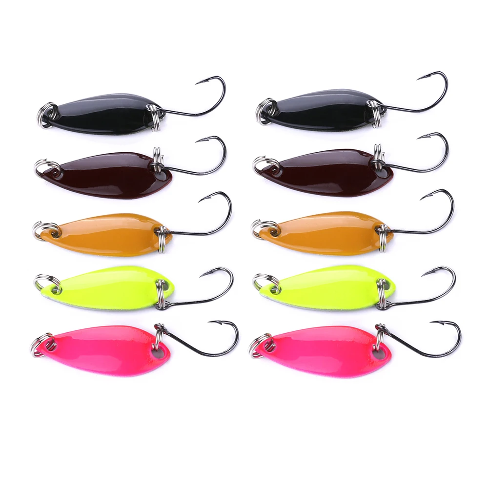 

Fishing Spoons Trout Lures 50Pcs/lot 2.6g 3cm Metal Casting Jig Lures with Single Hook Fishing Lures