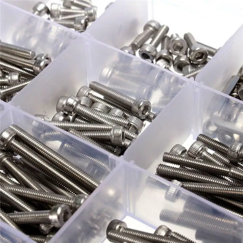 Skup 440 sztuk zestaw M3 śruby nakrętki zestawy zestaw stal nierdzewna Hex głowy gniazdo śruby nakrętki asortyment + 2 klucze sześciokątne