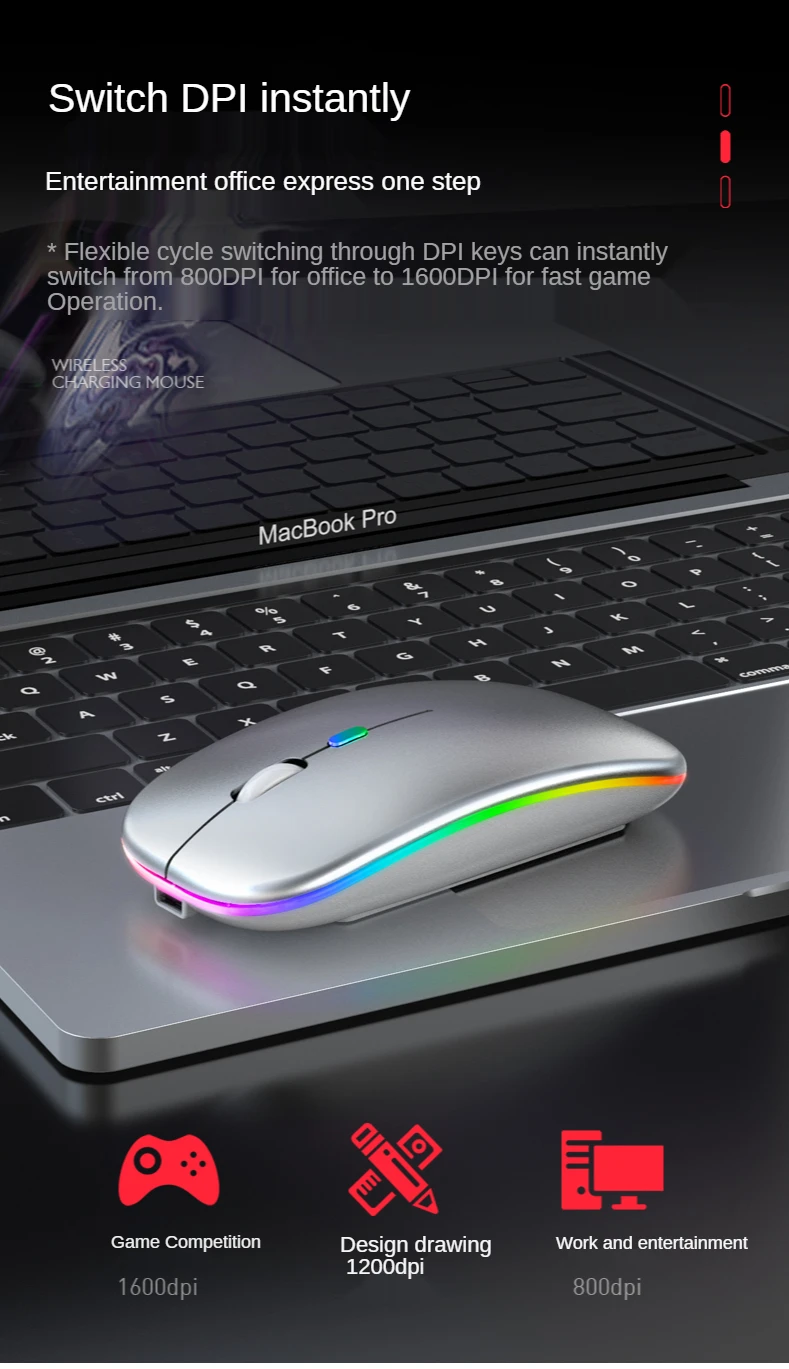 Mouse Wirelesss Bluetooth 2 In 1 Wireless Dual Mode Optical Mouse 2.4G Mouse Ergonomic Portable Rechargeable Mice For laptop