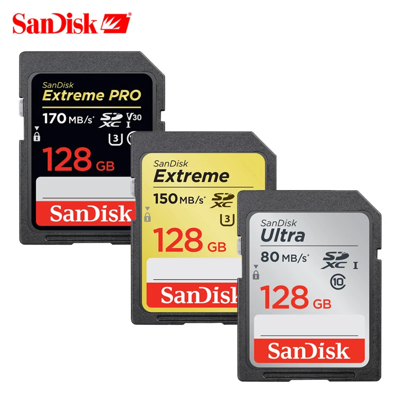 SanDisk 32 Гб 64 SD карта класс 10 памяти U3 SDHC SDXC 128 ГБ UHS-I 256 макс. 170 МБ/с./с 16 Carte для камеры |