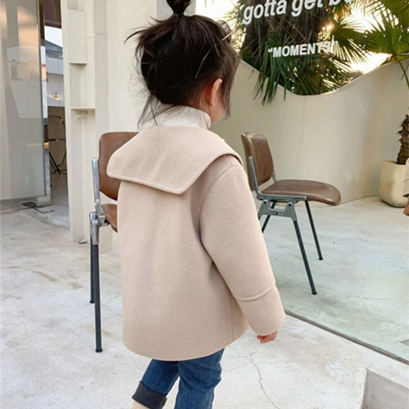 Girls Boys Woolen Coat Jacket Cotton Outwear 2022 Graceful Warm Thicken Plus Velvet Winter Teenager Furs School Children's Cloth