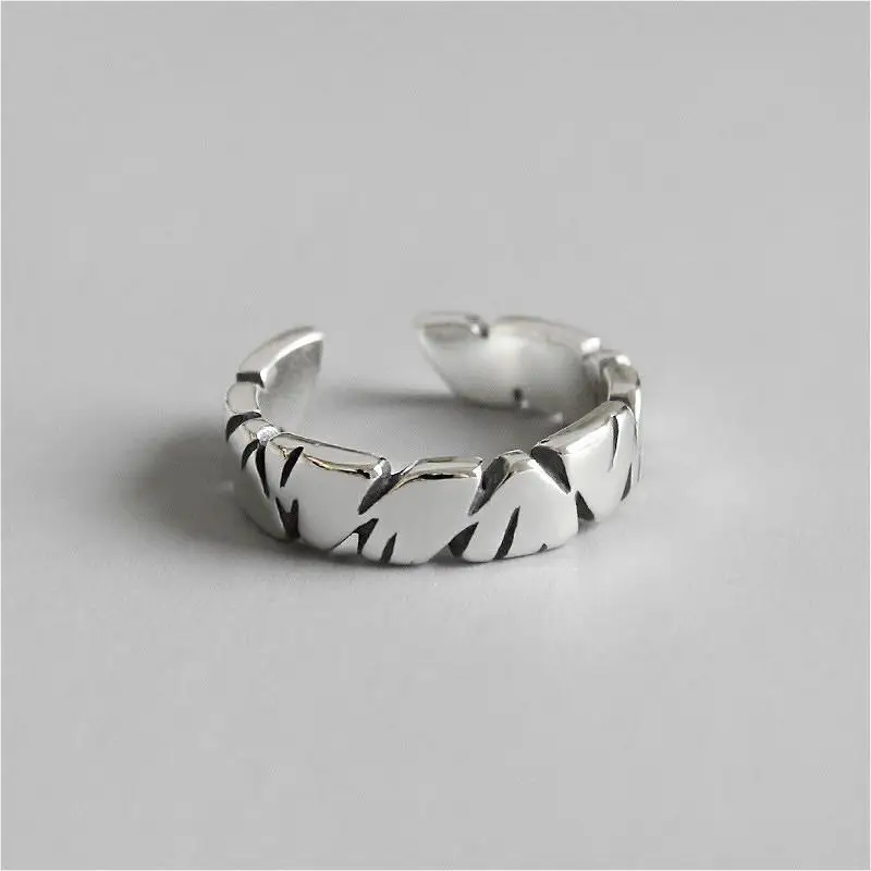 

925 Sterling Silver Rings For Women Irregular High Quality Fashion Fine Jewelry Simple Open Ring Vintage Ins Style Gift 925-990
