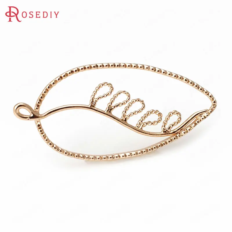 

10PCS 39x18MM 24K Champagne Gold Color Plated Brass Tree Leaf Leaves Charms Pendants High Quality Diy Jewelry Accessories