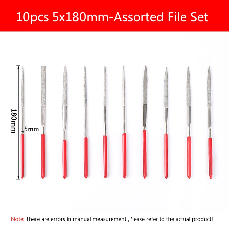 Lot De 5 Limes Aiguilletées Diamantées De 180 Mm Avec Prise