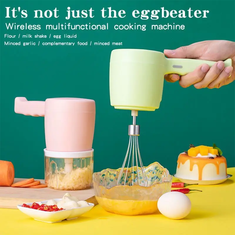 2 in1 Wireless Eectric Whisk Usb Rechargeable Food Supplement Machine Baking Small Mini Blender Automatic Cream Mixer | Бытовая техника