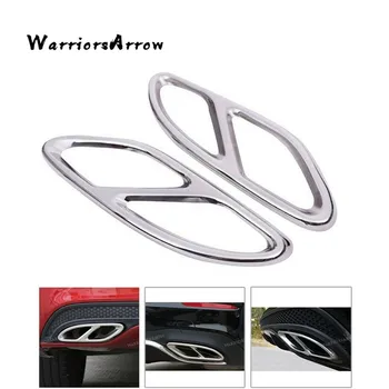 

WarriorsArrow Pair Car Exhaust Pipe Cover Trim Black Silver For Mercedes GLC C E Class W205 C207 W246
