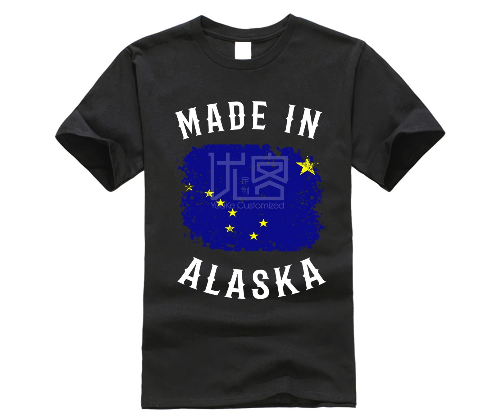 Брендовая мужская рубашка Alaska сделано в винтажном флаге футболка с коротким