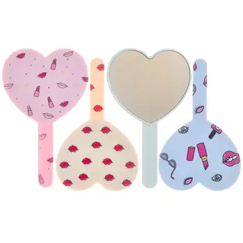 

Hand Mirror Heart Shape Red Lip Creative Design Gift HD Makeup Handheld Cosmetic Mirror with Handle Makeup beauty Mirrors