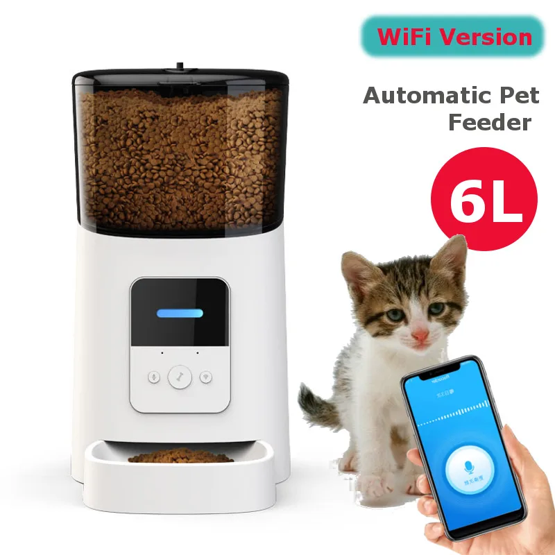 6L Grote Capaciteit Wifi Automatische Intelligente voor Katten Honden Smart Dispenser Afstandsbediening APP Timer Voerbak voor huisdieren App Voice Recorder Voermachine|Hondenvoer| - AliExpress