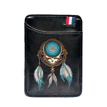 

Pretty Skull Dream Catcher Black Digital Printing Magic Wallet Men Women Leather Mini Short Money Clips Credit Card Purse Gifts