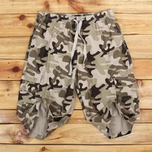 Хлопок, вареные военные камуфляжные карго рабочие шорты, мужские Дышащие Брюки с карманами, летние до колен