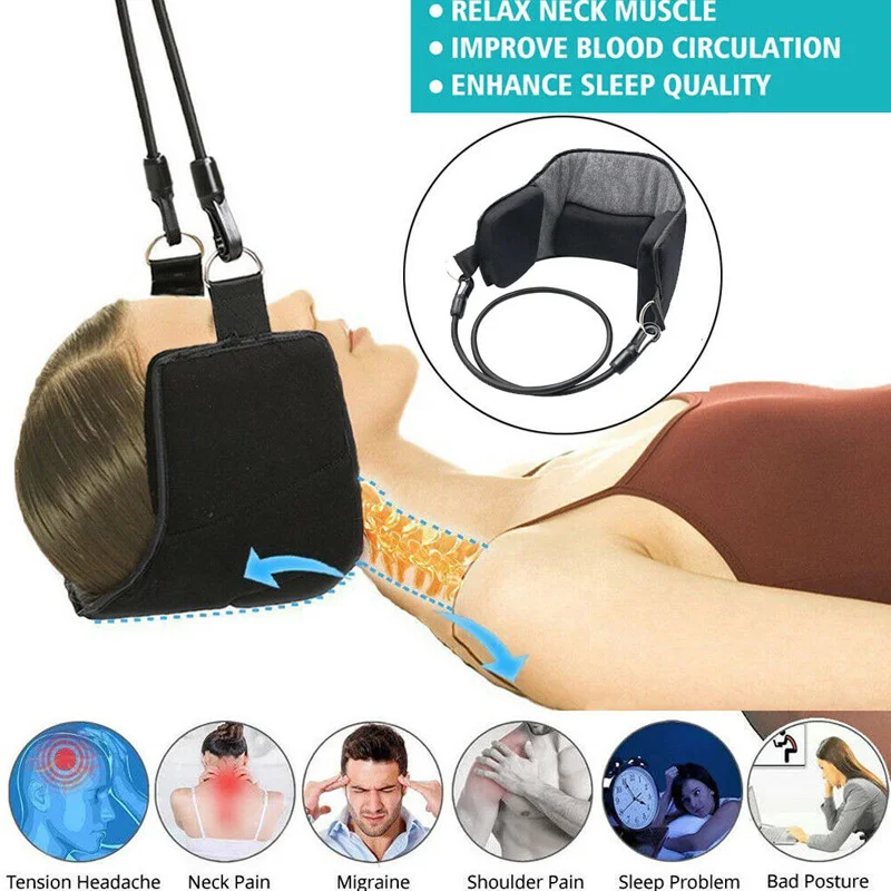 

Head Hammock Pillow Canvas Black Neck Adjustment Relief The Pain Family Correct Posture Nap Stress Reliever Comfortable Soft