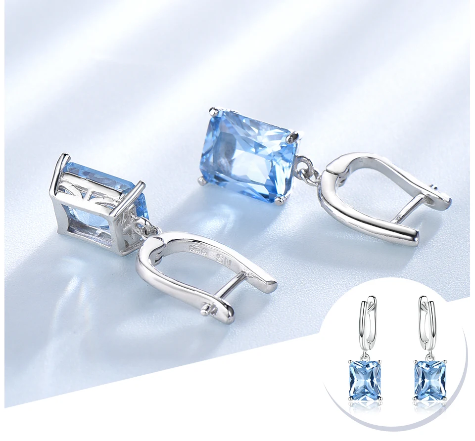 UMCHO &nbsp;Nano Sky Blue Topaz 925 sterling silver earring for women EUJ094B-1-pc   (4)
