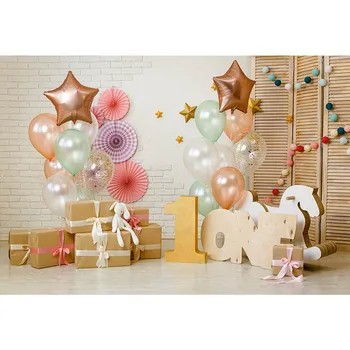 

Custom digital printing cloth 3 D colorful stars balloons photographic backgrounds for birthday party photography backdrops