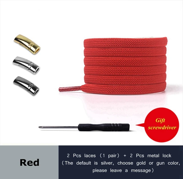 2021 New Magnetic Shoe laces Elastic No tie Shoelaces for Sneakers 24 Color Lazy Shoelace Lock One Size Fits All Kids & Adult Red