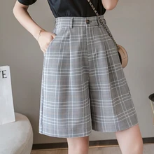 Aliexpress - Vetement Femme 2021 Summer High Waist Plaid Shorts Casual Women Clothes Korean Fashion All Match Elegant Shorts Femme Vintage