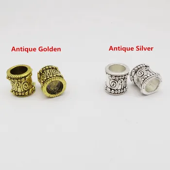 

5pcs-10pcs Antique Golden/Silver large hole hair dread dreadlock beads tube rings for Hair Styling Accessories approx 9.2mm hole