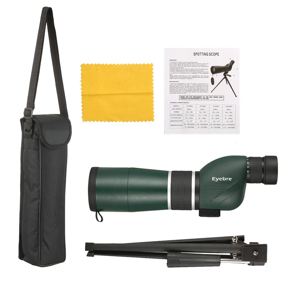 

20-60x60 Spotting ScopeTelescope Portable Travel Scope Monocular Telescope with Tripod Carry Case Birdwatch Hunting Monocular